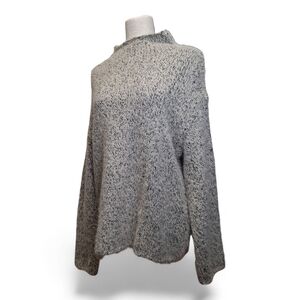 Open Edit Women's Black/Cream Wool Blend Long Sleeve Pullover Sweater XS